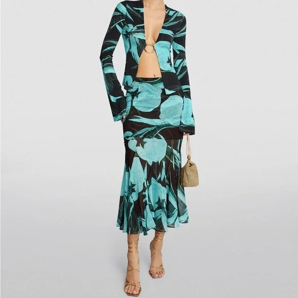 Louisa Ballou Cardigan Long Sleeve Ribbed Knit Y2K 90s Vintage Top Shirt Sz S - Picture 1 of 9